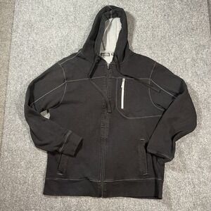 Eddie Bauer Hoodie Sweatshirt Mens Large Black Full Zip Hooded Streetwear Skater